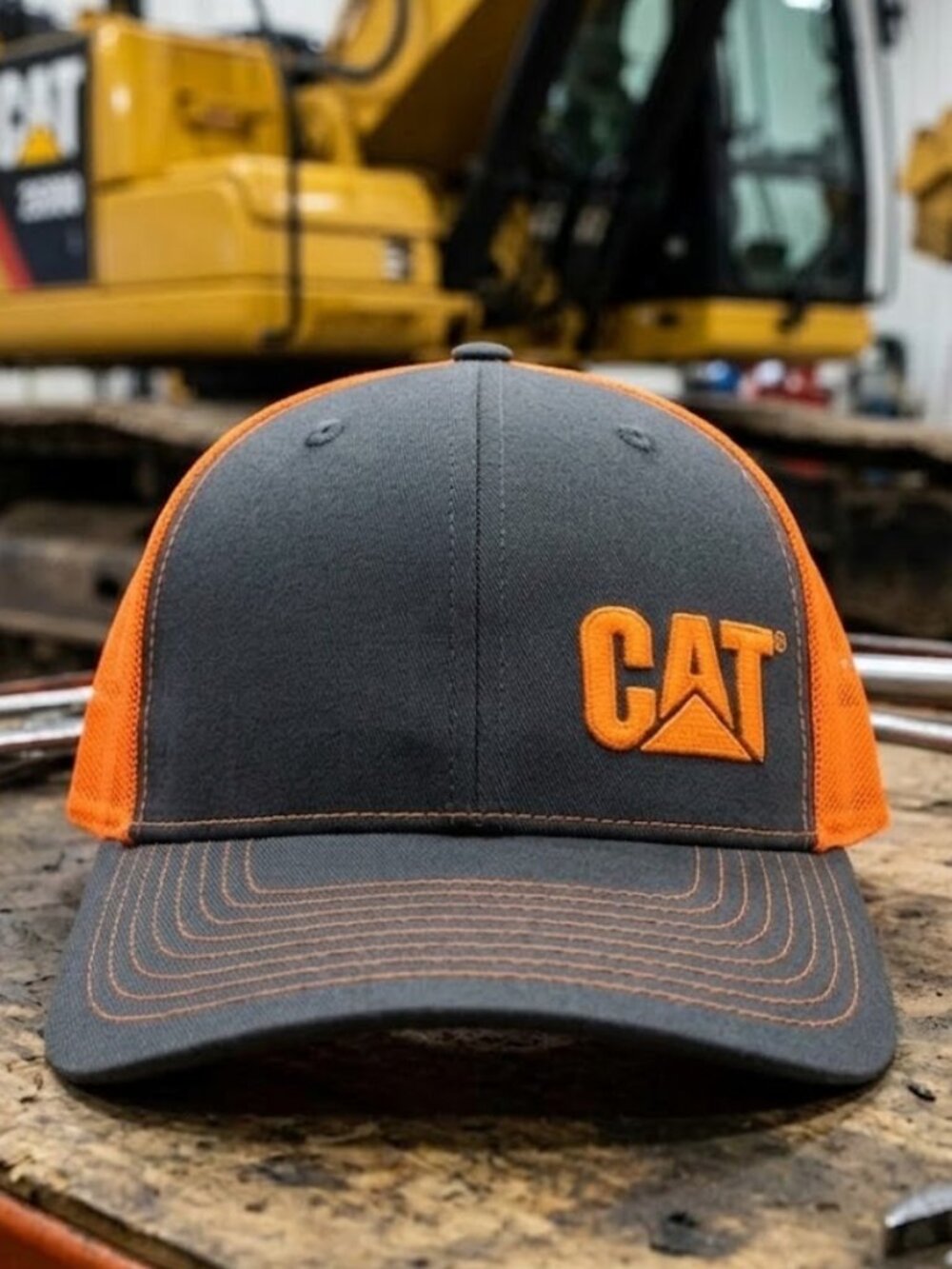 Heavy Equipment Offset Logo Grey Orange Richardson 112 Snapback Hat New Retro 90